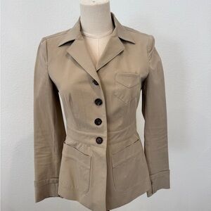 (SOLD) Vintage Prada Tailored Khaki Cotton Jacket – IT 40 (EU 36)